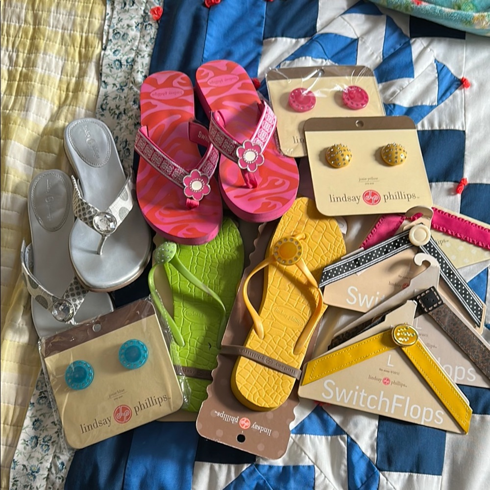 Lindsay Phillips Pink and Yellow Sandals